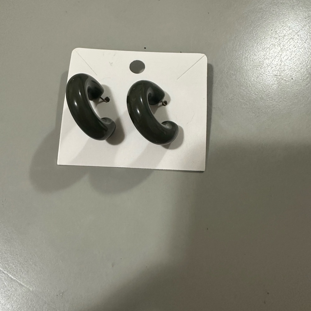 Dark Green Hoop Earrings